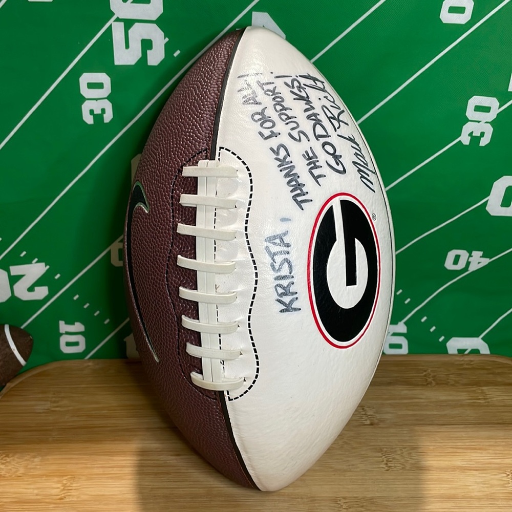 🏈 AUTHENTIC Autographed Mark Richt Georgia Bulldogs Logo Football